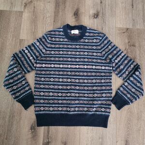 American Eagle Wool blend Nordic Ski Snow Fisherman Sweater Mens Size M Blue